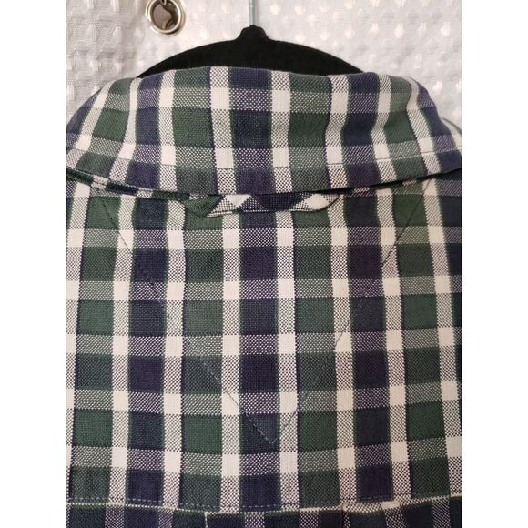 Tommy Hilfiger Men's Button Down Shirt Size XL Blue & Green Plaid Short Sleeve - Picture 4 of 7